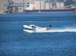 Sea plane taking off